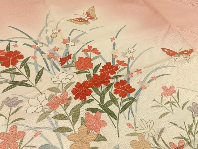 平和屋着物■訪問着 花蝶文 暈し染め 金彩 正絹 逸品 BAAW9593hj
