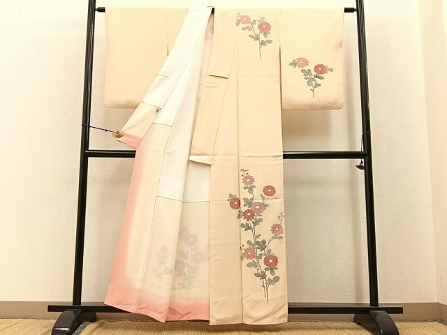 平和屋着物■訪問着 刺繍 菊 金彩 正絹 逸品 BAAW9597hj