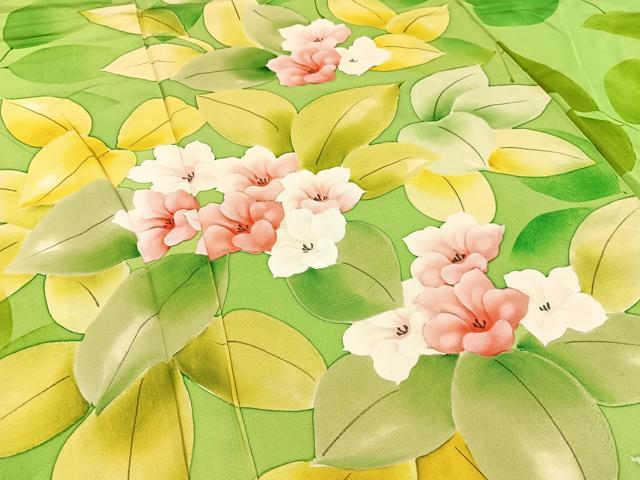 平和屋着物■訪問着 手描き 草花文 正絹 逸品 BAAW9600hj