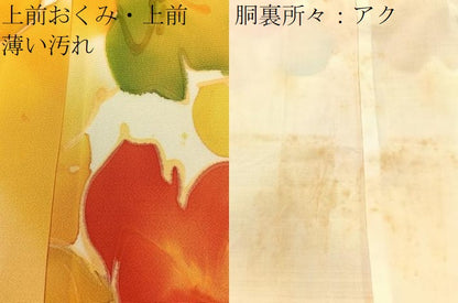 平和屋着物■上質な小紋 手描き 草花文 正絹 逸品 BAAW9605hj