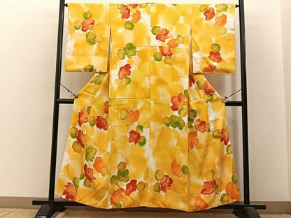 平和屋着物■上質な小紋 手描き 草花文 正絹 逸品 BAAW9605hj