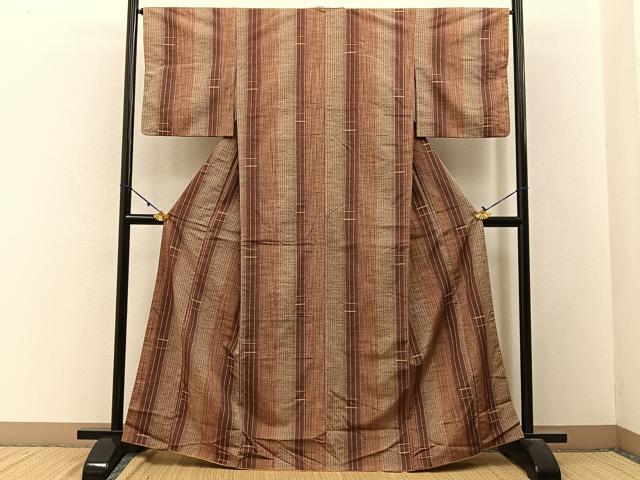 平和屋着物●上質な紬　変わり縞　やまと誂製　正絹　逸品　AABF0291fy 平和屋着物□上質な紬 縞 正絹 逸品 BAAW9606hj