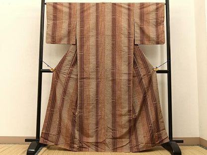 平和屋着物■上質な紬 縞 正絹 逸品 BAAW9606hj