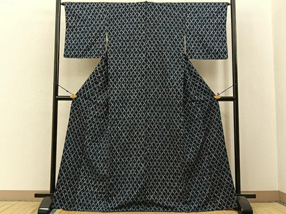 平和屋着物■上質な小紋 ろうけつ染め 菱花文 正絹 逸品 BAAW9607hj
