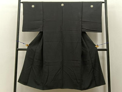 平和屋着物■男性 黒紋付 正絹 逸品 BAAW9615hj