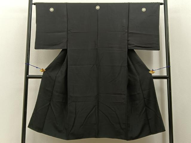 平和屋着物■男性 黒紋付 正絹 逸品 BAAW9615hj