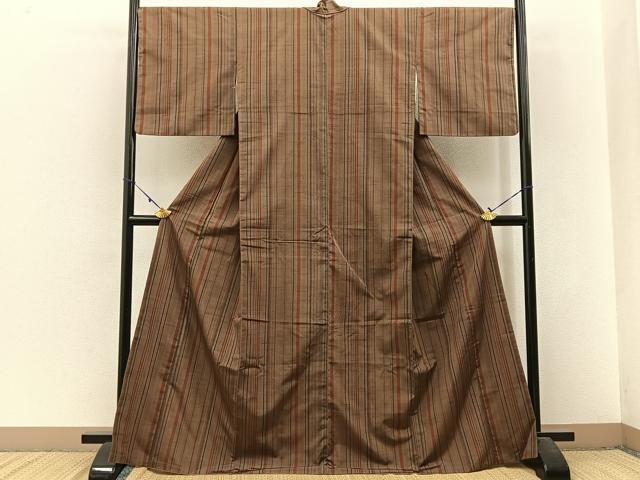 平和屋着物▽上質な紬　単衣　縞　正絹　逸品　AABE4111jh 平和屋着物▽上質な小紋 単衣 変わり縞 正絹 逸品 AABG1011jh 【公式通販】