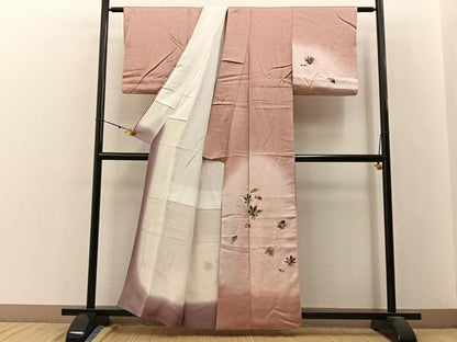 平和屋着物■訪問着 手描き 立波舞葉文 暈し染め 金彩 正絹 逸品 BAAW9629hj