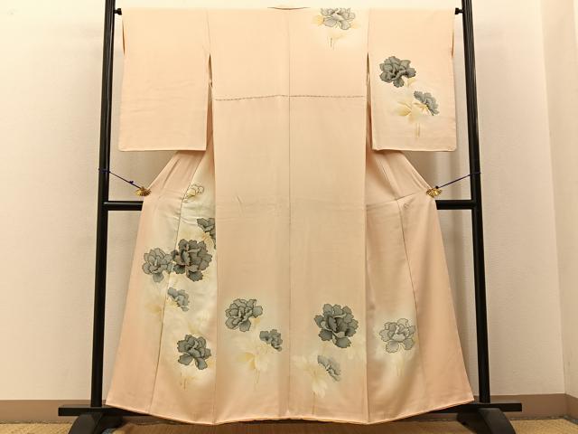 平和屋着物■訪問着　駒刺繍　牡丹　暈し染め　金彩　正絹　逸品　BAAW9630hj