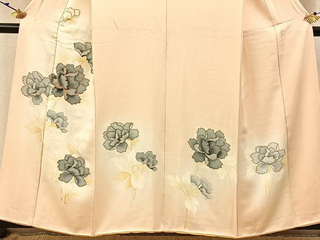 平和屋着物■訪問着　駒刺繍　牡丹　暈し染め　金彩　正絹　逸品　BAAW9630hj