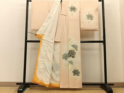 平和屋着物■訪問着　駒刺繍　牡丹　暈し染め　金彩　正絹　逸品　BAAW9630hj