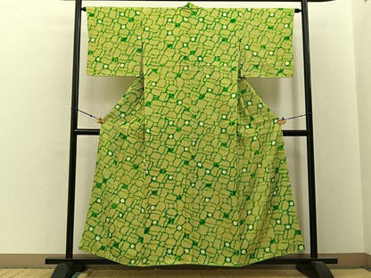 平和屋着物■上質な小紋　総絞り　抽象文様　正絹　逸品　BAAW9634hj