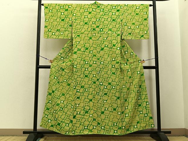 平和屋着物■上質な小紋　総絞り　抽象文様　正絹　逸品　BAAW9634hj