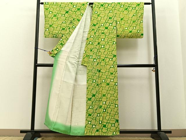 平和屋着物■上質な小紋　総絞り　抽象文様　正絹　逸品　BAAW9634hj