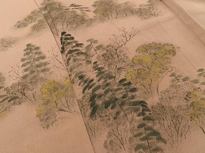 平和屋着物■訪問着　作家物　手描き　風景文　金彩　正絹　逸品　BAAW9635hj