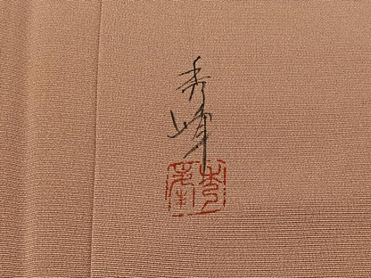 平和屋着物■訪問着　作家物　手描き　風景文　金彩　正絹　逸品　BAAW9635hj