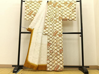 平和屋着物■上質な小紋　草花文　正絹　逸品　BAAW9636hj