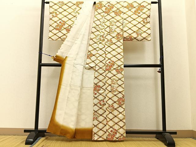 平和屋着物■上質な小紋　草花文　正絹　逸品　BAAW9636hj