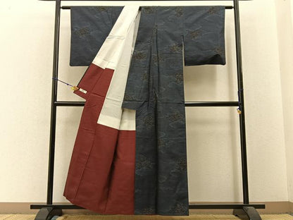 平和屋着物■本場大島紬　扇面雲重ね文　やまと誂製　正絹　逸品　BAAW9641hj