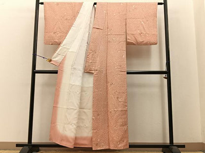 平和屋着物■上質な小紋　色紙草花文　金彩　正絹　逸品　BAAW9648hj