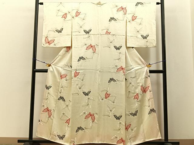 平和屋着物■上質な小紋 鹿の子舞蝶文 金彩 正絹 逸品 BAAW9649hj