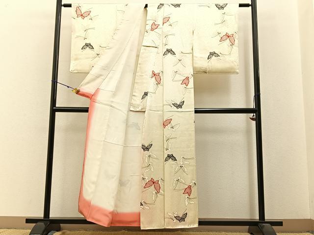 平和屋着物■上質な小紋 鹿の子舞蝶文 金彩 正絹 逸品 BAAW9649hj
