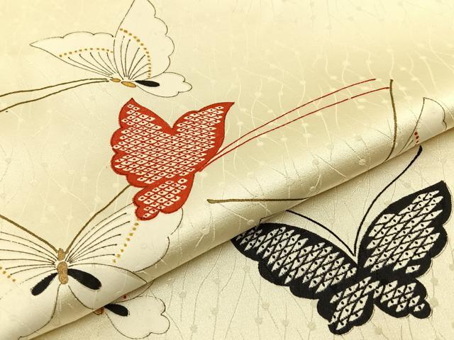 平和屋着物■上質な小紋 鹿の子舞蝶文 金彩 正絹 逸品 BAAW9649hj