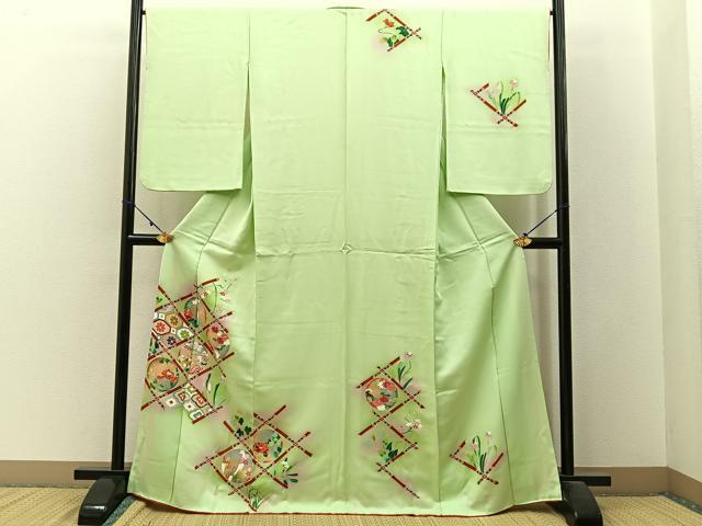 平和屋着物■訪問着　菱天井花丸文　暈し染め　正絹　逸品　BAAW9650hj