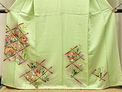 平和屋着物■訪問着　菱天井花丸文　暈し染め　正絹　逸品　BAAW9650hj
