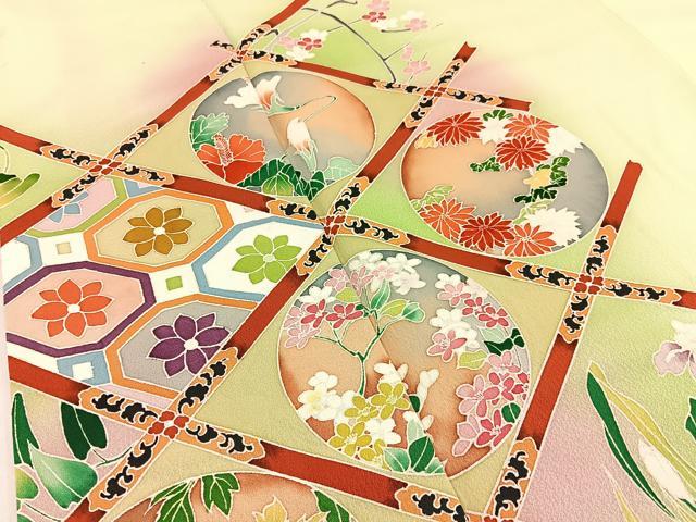 平和屋着物■訪問着　菱天井花丸文　暈し染め　正絹　逸品　BAAW9650hj