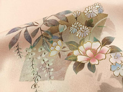 平和屋着物■訪問着　飾花文　暈し染め　金銀彩　正絹　逸品　BAAW9657hj