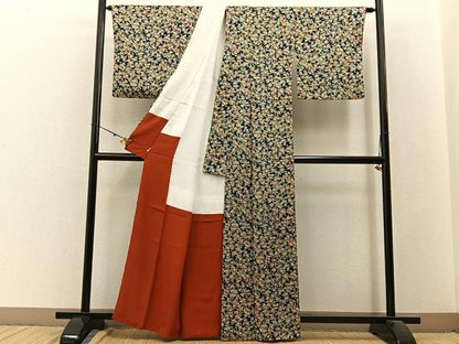 平和屋着物■上質な小紋　菊尽くし　濃紺地　ますいわ屋扱い　正絹　逸品　BAAW9658hj