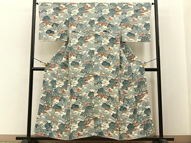 平和屋着物■上質な小紋 型染め 御所解文 正絹 逸品 未使用 BAAW9659hj