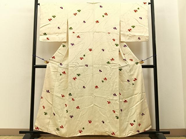平和屋着物■上質な小紋　手描き　舞蝶文　正絹　逸品　BAAW9660hj