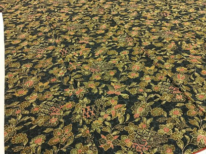 平和屋着物■上質な小紋 更紗花文 濃紺地 正絹 逸品 BAAW9661hj