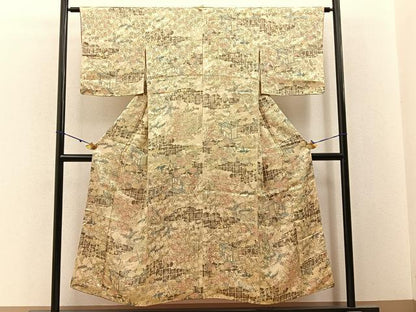 平和屋着物■上質な小紋　風景花文　正絹　逸品　未使用　BAAW9665hj