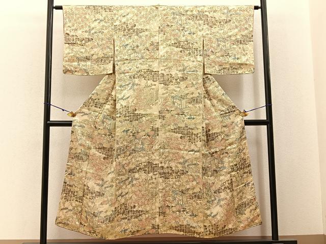 平和屋着物■上質な小紋　風景花文　正絹　逸品　未使用　BAAW9665hj