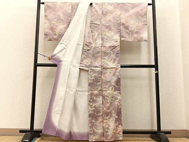 平和屋着物■上質な小紋　手描き　笹竹文　暈し染め　正絹　逸品　BAAW9670hj