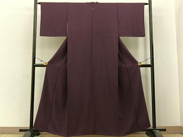 平和屋着物■上質な色無地 紫鳶色 正絹 逸品 BAAW9674hj