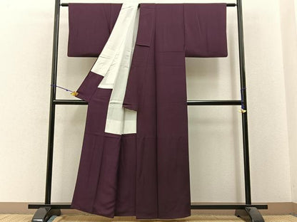 平和屋着物■上質な色無地 紫鳶色 正絹 逸品 BAAW9674hj