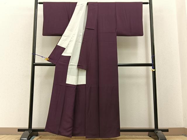 平和屋着物■上質な色無地 紫鳶色 正絹 逸品 BAAW9674hj