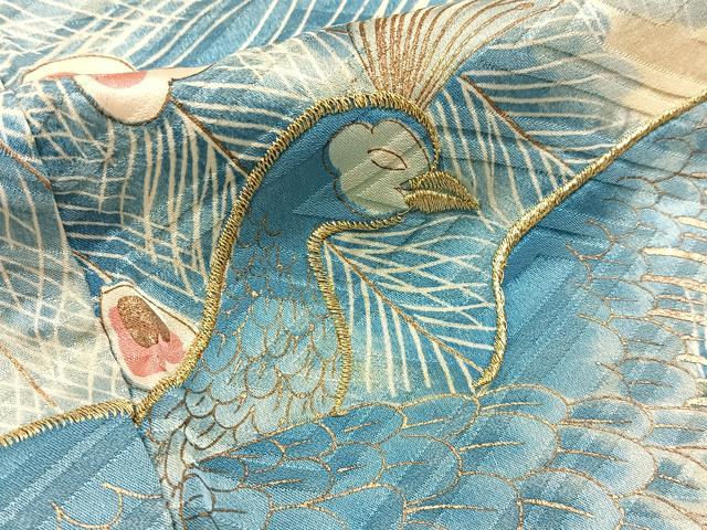 平和屋着物■豪華振袖 刺繍 孔雀 金銀彩 正絹 逸品 BAAW9676hj