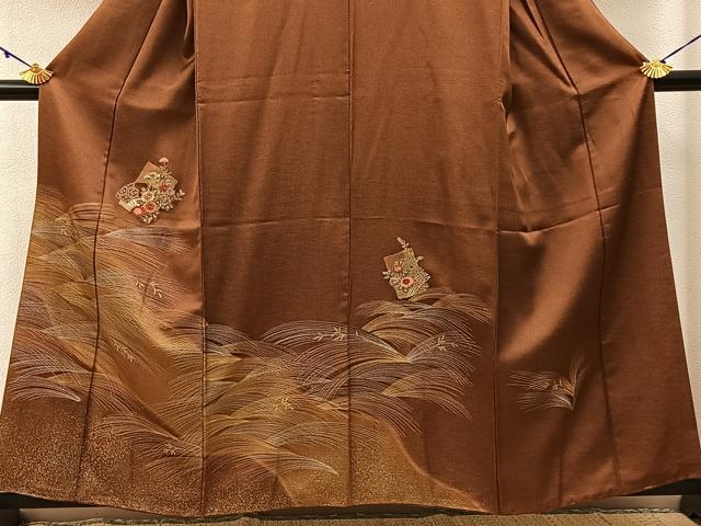 平和屋着物■訪問着 刺繍 扇面草花文 金銀彩 正絹 逸品 BAAW9677hj