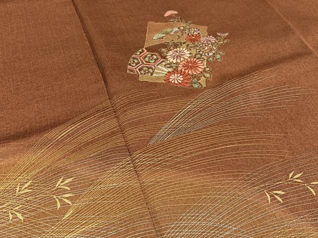 平和屋着物■訪問着 刺繍 扇面草花文 金銀彩 正絹 逸品 BAAW9677hj