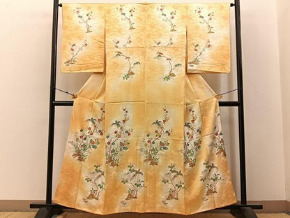平和屋着物■上質な小紋　花鳥文　暈し染め　正絹　逸品　BAAW9683hj