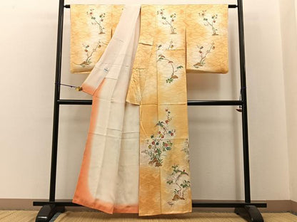 平和屋着物■上質な小紋　花鳥文　暈し染め　正絹　逸品　BAAW9683hj