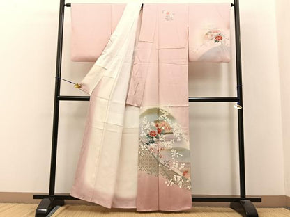 平和屋着物■訪問着　遠山地紙花文　暈し染め　金彩　正絹　逸品　BAAW9684hj