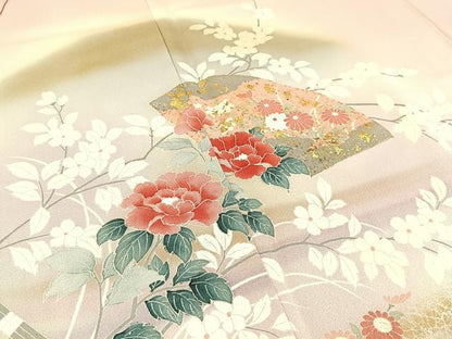 平和屋着物■訪問着　遠山地紙花文　暈し染め　金彩　正絹　逸品　BAAW9684hj