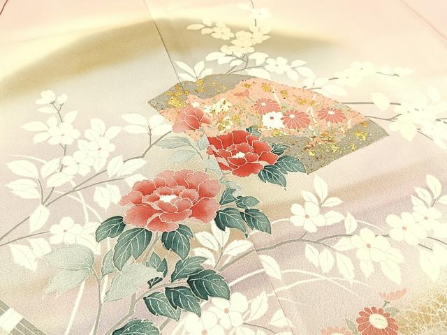 平和屋着物■訪問着　遠山地紙花文　暈し染め　金彩　正絹　逸品　BAAW9684hj