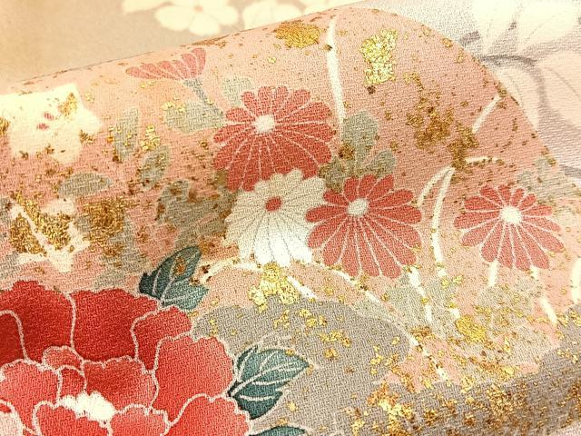 平和屋着物■訪問着　遠山地紙花文　暈し染め　金彩　正絹　逸品　BAAW9684hj